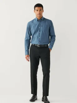 Next Denim Blue Regular Fit Button Down Easy Iron Oxford Shirt^ Shirts|Occasionwear