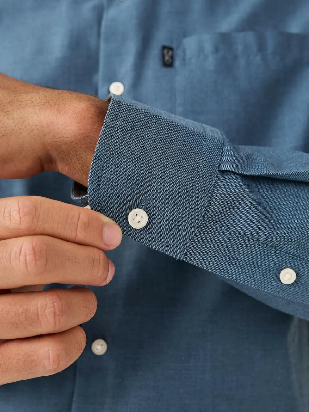 Next Denim Blue Regular Fit Button Down Easy Iron Oxford Shirt^ Shirts|Occasionwear