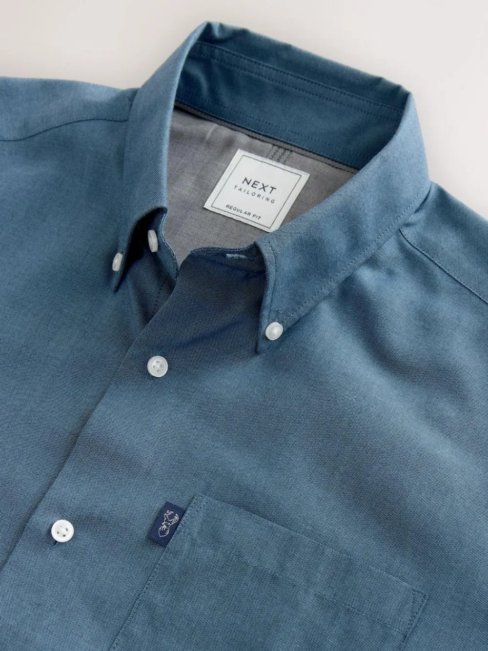 Next Denim Blue Regular Fit Button Down Easy Iron Oxford Shirt^ Shirts|Occasionwear