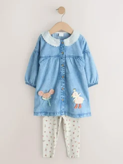 Next Denim Character Shirt Dress And Leggings Set (3mths-8yrs)^ Dresses|Dresses