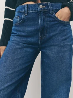 New Next Barrel Leg Jeans Denim Dark Blue
