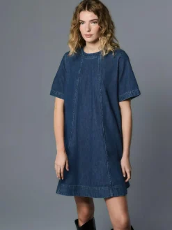 New Next Denim Dark Blue T-Shirt Mini Dress