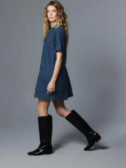 New Next Denim Dark Blue T-Shirt Mini Dress