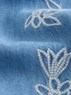 Sale Next Denim Embroidered 100% Cotton Playsuit (3mths-7yrs)