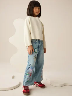 Hot Next Denim Embroidery Wide Leg Jeans (3-16yrs)