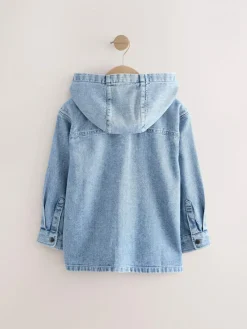 Discount Next Overshirt 100% Cotton Zip Through Hoodie (3-16yrs) Denim Lightwash