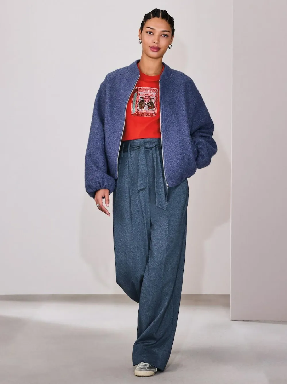 Clearance Next Denim Look Superwide Belted Trousers