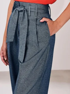 Clearance Next Denim Look Superwide Belted Trousers