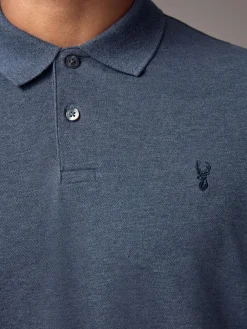 Clearance Next Denim Marl Regular Fit Short Sleeve Pique Polo Shirt