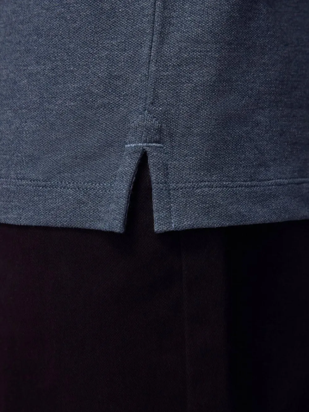 Clearance Next Denim Marl Regular Fit Short Sleeve Pique Polo Shirt