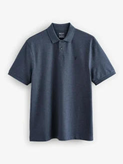 Clearance Next Denim Marl Regular Fit Short Sleeve Pique Polo Shirt