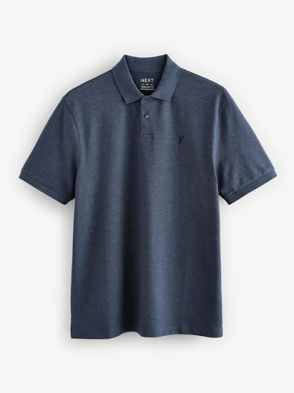 Clearance Next Denim Marl Regular Fit Short Sleeve Pique Polo Shirt