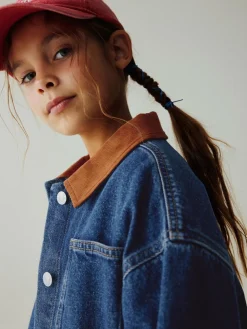 Online Next Cord Collar Jacket (3-16yrs) Denim Mid Blue