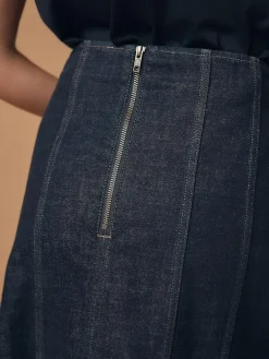 Next Denim Rinse Full Seamed Midi Skirt^Women Skirts