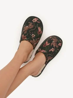 Desmond & Dempsey Soleia Navy Wool Slippers^Women Slippers