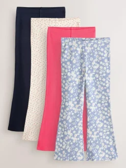 Sale Next 4 Pack Flared Leggings (3-16yrs) Ditsy Blue/Red