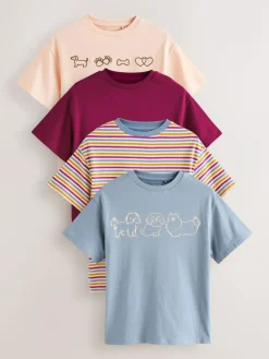 Next Dog Graphic Oversized T-Shirts 4 Pack (3-16yrs)^ Tops|T-Shirts