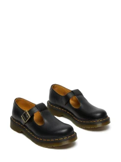 Hot Dr. Martens Black Polley Smooth Leather Shoes