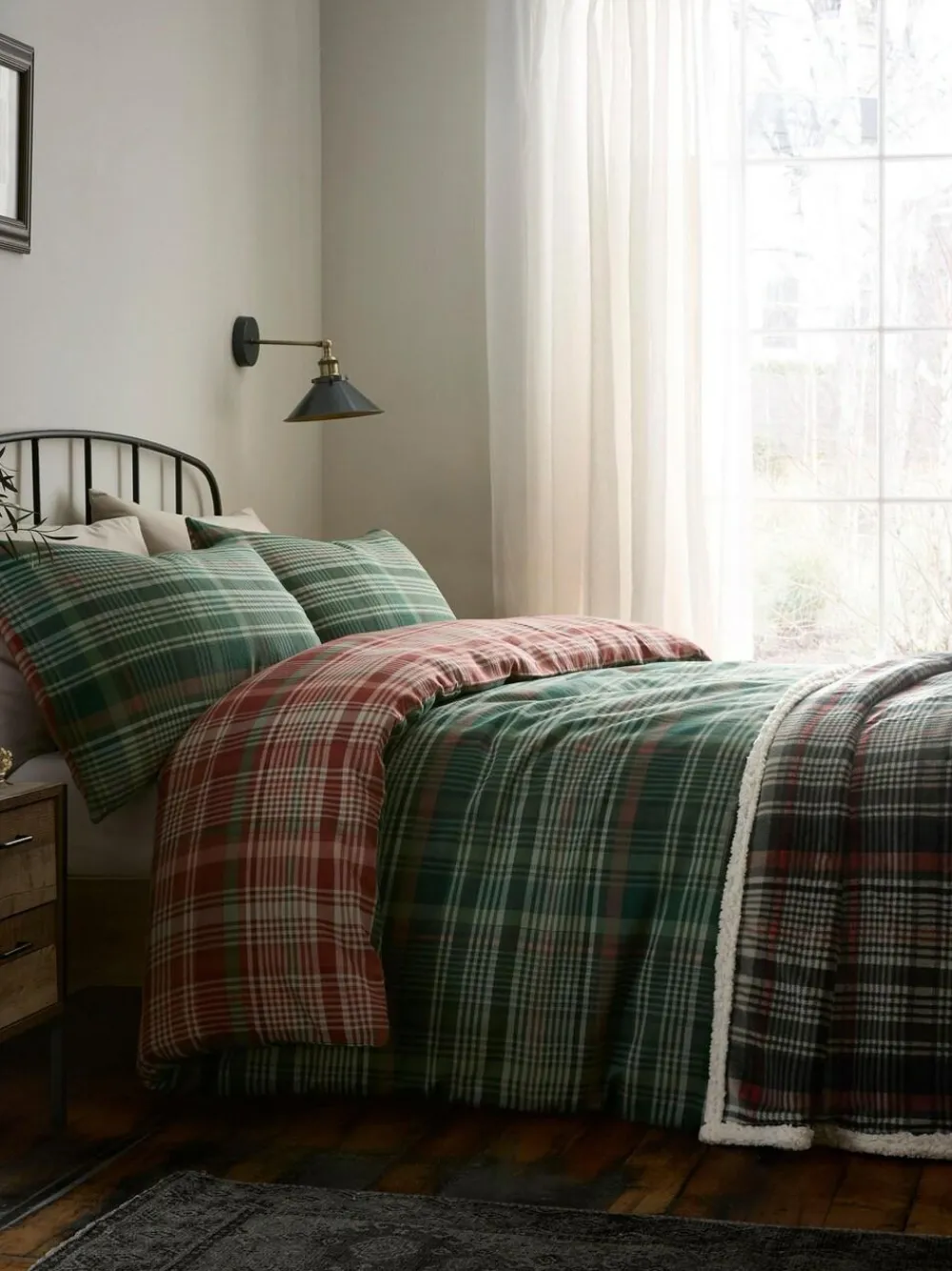 Best Dreams & Drapes Green Bennet Check Brushed Cotton Duvet Cover Set