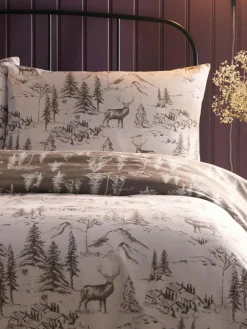 Best Dreams & Drapes Natural Alpine Stag Brushed Cotton Duvet Cover Set