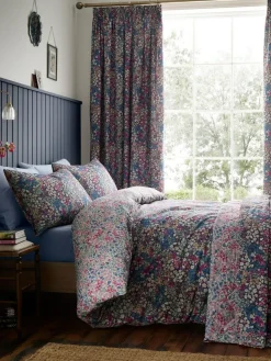 Dreams & Drapes Navy Bessie Reversible Duvet Cover Set^ Branded Bedlinen