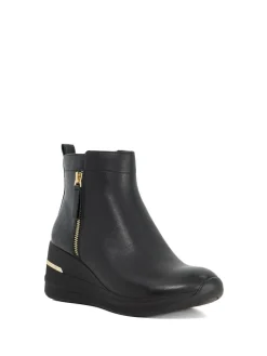 Dune London Black Everyone Side Zip Wedge Sport Trainers^Women Sneakers