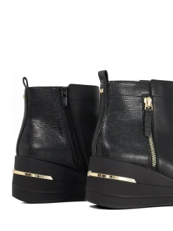 Dune London Black Everyone Side Zip Wedge Sport Trainers^Women Sneakers