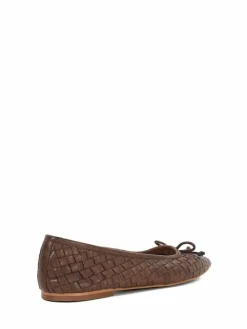 Dune London Brown Heat Woven Ballerina Shoes^Women Flats