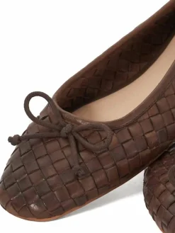 Dune London Brown Heat Woven Ballerina Shoes^Women Flats