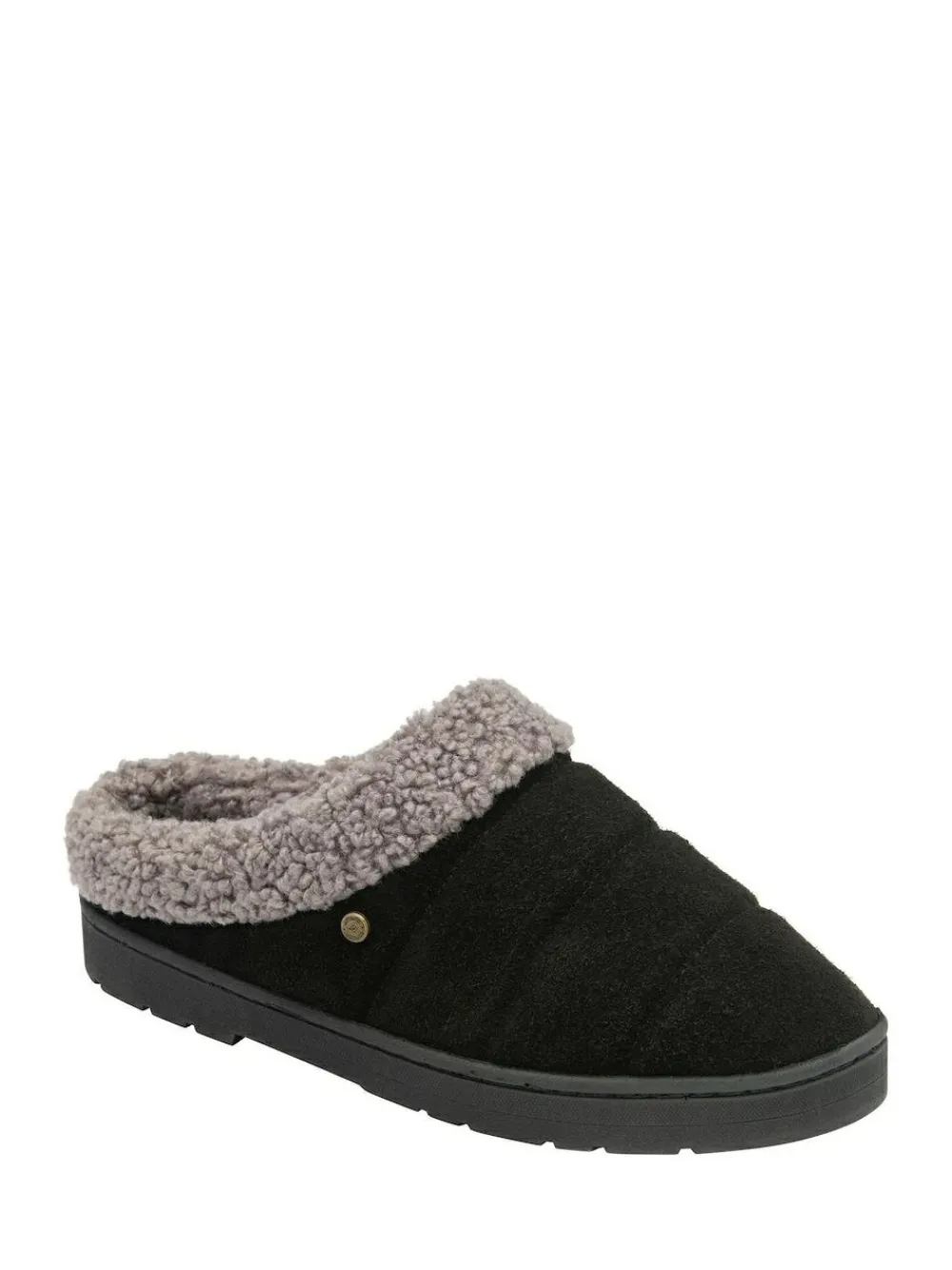 New Dunlop Suede Mule Slippers Black