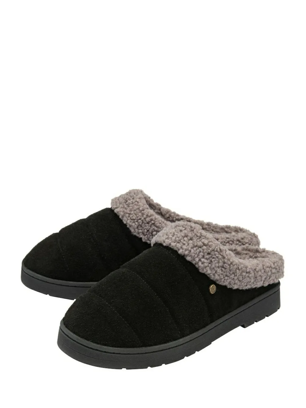 New Dunlop Suede Mule Slippers Black