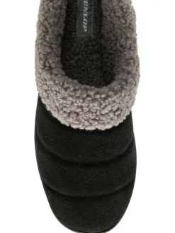 New Dunlop Suede Mule Slippers Black