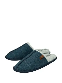 Clearance Dunlop Closed Toe Mens Mule Slippers Blue