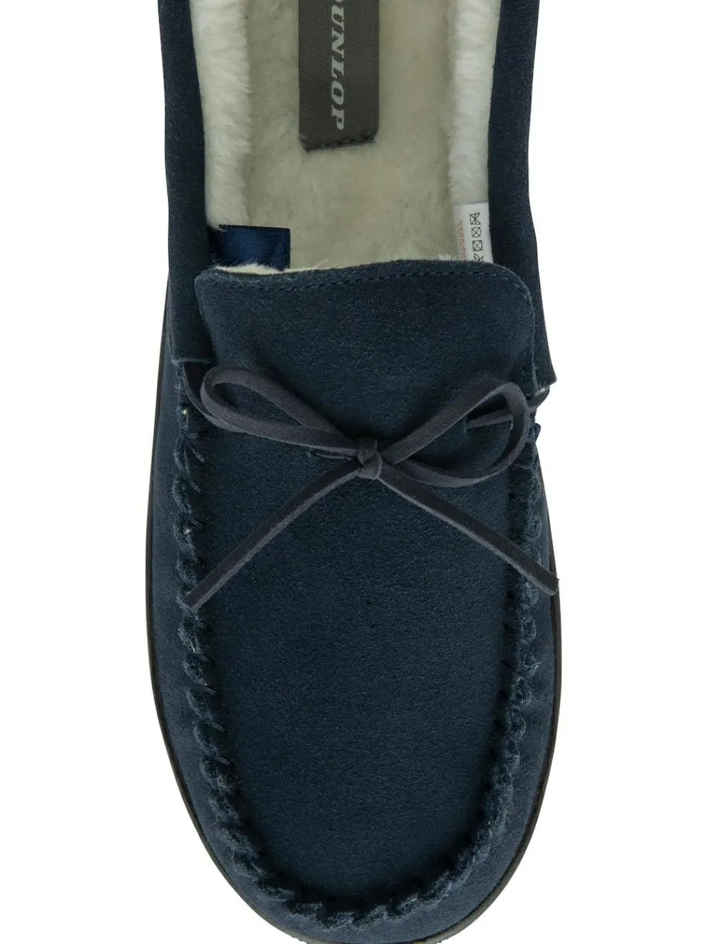 Sale Dunlop Blue Mens Faux Fur Lined Leather Moccasin Slippers