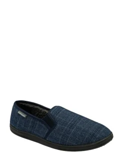 Hot Dunlop Mens Twin Gusset Full Slippers Blue