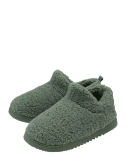 New Dunlop Faux Fur Full Slippers Green