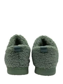 New Dunlop Faux Fur Full Slippers Green