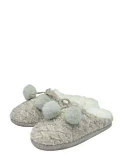 Best Dunlop Ladies Knitted Closed Toe Mule Slippers Grey