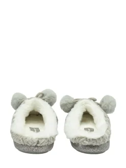 Best Dunlop Ladies Knitted Closed Toe Mule Slippers Grey