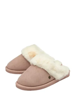 Dunlop Faux Suede Mule Slippers Fur Collar^Women Slippers