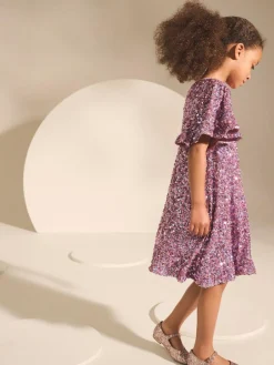 Next Angel Sleeve Sequin Party Dress (3-16yrs)^ Dresses