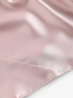 Best Next Dusky Pink Satin Cowl Neck Wedding Guest Bridesmaid Maxi Dress