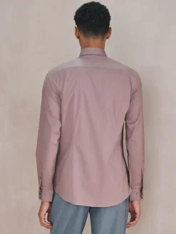 Next Dusky Pink Slim Fit Cotton Stretch Long Sleeve Formal Shirt^ Shirts