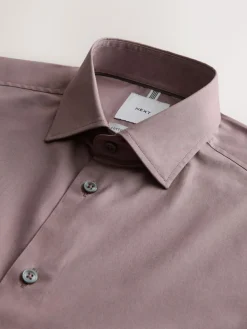 Next Dusky Pink Slim Fit Cotton Stretch Long Sleeve Formal Shirt^ Shirts