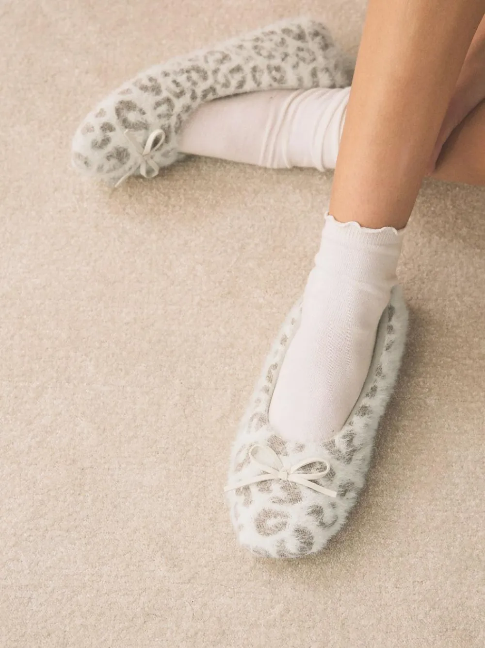 Next Ecru Animal Print Ballet Slippers^Women Slippers