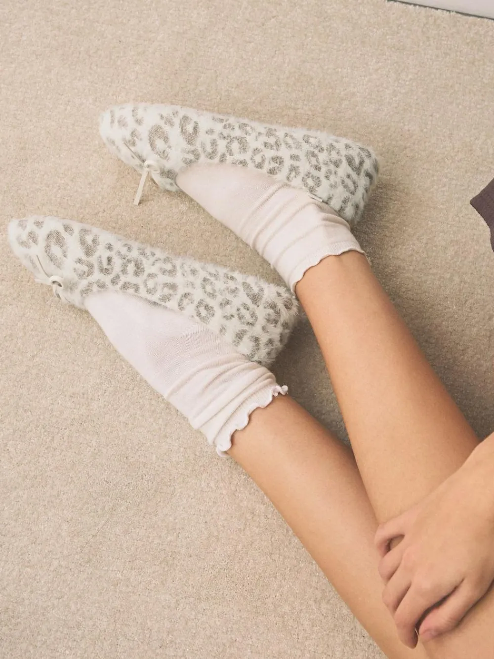 Next Ecru Animal Print Ballet Slippers^Women Slippers