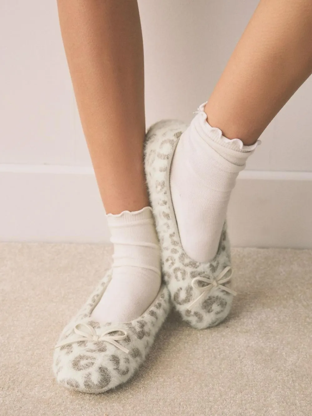 Next Ecru Animal Print Ballet Slippers^Women Slippers