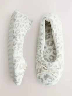 Next Ecru Animal Print Ballet Slippers^Women Slippers