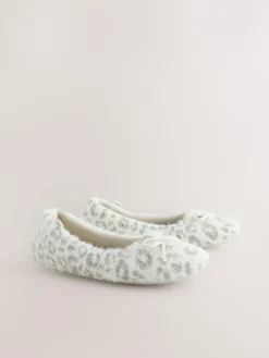 Next Ecru Animal Print Ballet Slippers^Women Slippers