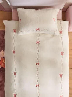 Discount Next Ecru Bow Cosy Fleece Duvet Cover and Pillowcase Set